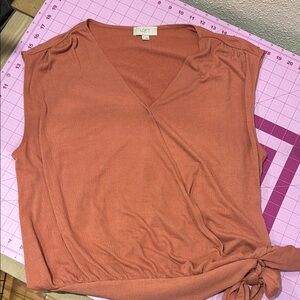 LOFT Women's Rust Sleeveless Wrap Blouse